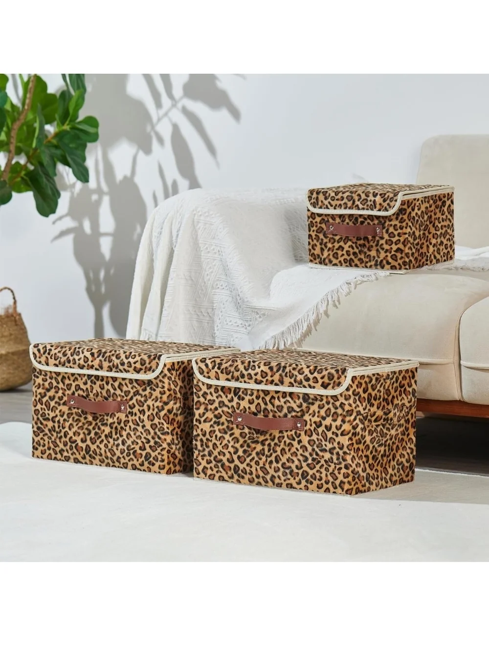 Leopard Print Storage Boxes - Set of 2